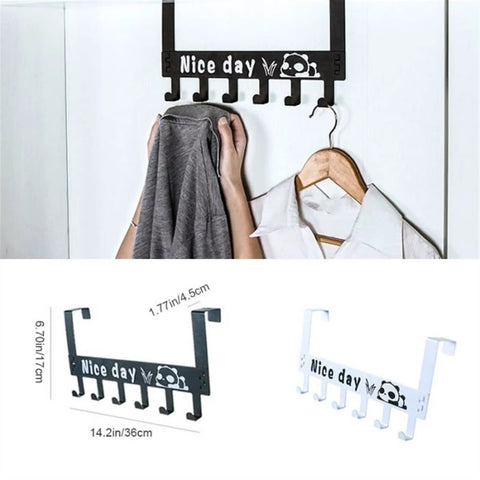 Heavy Duty 6 Hook Wall Mounted Metal Coat Rack Cabinet Door Hanger System For Hallway Bathroom And Kitchen Versatile Towel Organizer With No Sweat Quick Install, black version with hooks.