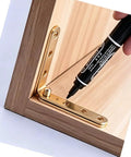 2 Pack Concealed Pivot Hinges For Cabinets And Doors Hidden Brass Gold Straight Line Design showcased on wooden cabinet frame