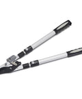 Double Ratcheting Bypass Loppers for Beefy Tree Trimming with Extendable 26 to 40 Inch Handles and Ergonomic Rubber Grips