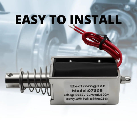 12V DC Push-Pull Solenoid Actuator With 8N Force, 10mm Stroke, Open Frame Linear Electromagnet For Lock Control, model 0730B