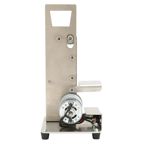 Jauarta Mini Belt Sander With Aluminum Alloy Body, front view showing motor and adjusting handle for metal, wood, plastic polishing.