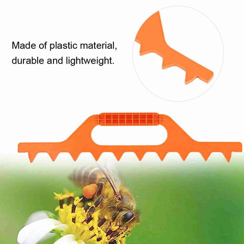 Orange 9 Frame Beehive Spacer For Easy Frame Spacing, lightweight plastic, durable, detailed view with bee and flower background