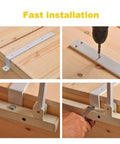 Fast installation of Adjustable Folding Bed Rail Guard with Aluminum Alloy Assist Handle shown in steps on wooden bed frame.