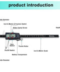 8 Inch Digital Caliper With Stainless Steel Body And Large LCD Screen Auto Off Feature Inch Millimeter And Fraction Conversion