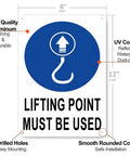 Aluminum Lifting Point Safety Sign 8x12 Inches Durable Industrial Marker For Warehouse And Factory Rigging Area Equipment Lifting Guidance Waterproof Rustproof Weather Resistant Warning Label For Heavy Lifts.