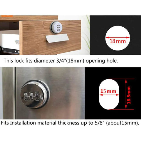 3 Digit Combination Cabinet Lock Zinc Alloy Cam Lock For Drawers And Mailboxes Resettable Keyless Security For Office Cabinets