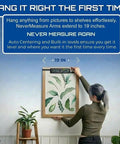 Person using Never Measure Picture Hanging Kit 2 Size Bundle For Easy Picture Frames And Collages for precise alignment
