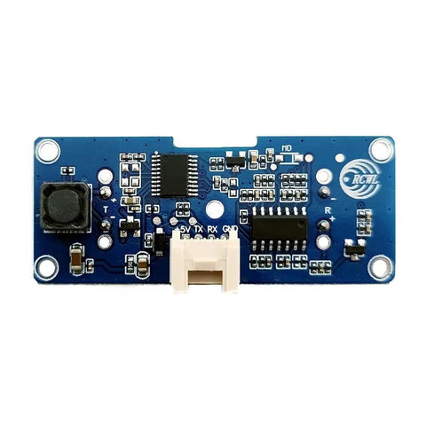 Front view of a Waterproof Ultrasonic Ranging Module With Split Transceiver For Outdoor Robo Projects And Battery Apps Delivers 13 Feet Range Ultra Low Standby Power Built For Wet Harsh Environments And Reliable Obstacle Avoidance