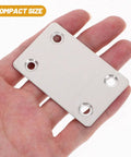 Hand holding Beefy Stainless Steel Flat Corner Brackets Set, 30 Pieces Mending Plates With 19mm And 42mm Hole Spacing