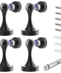 Stainless Steel Magnetic Door Stop Heavy Duty For All Door Types Keeps Doors Open Wall Mount Door Holder Catch Rust Proof SUS 304 Ideal For Home Office And Apartment Use, shown in black set of four with screws