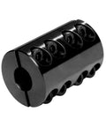 Rigid Shaft Coupling With Double Split Clamp Heavy Duty Build Bore 0.625 To 0.625 Outer Diameter 1.3125 Inches Length Two Inches Set Screws Ten Thirty Two By Half Inch Black Oxide 45C Steel ASTM 1045 black rigid shaft coupling with split clamp and set screws