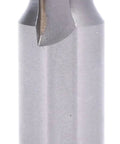 Professional Grade Dovetail Router Bit With Tungsten Carbide Cutter And Half Inch Shank shown from the side, highlighting its precise cut edges.