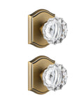 2 Pack Crystal Glass Dummy Door Knobs Non-Turning Single Side For Interior Doors In Antique Brass With Zinc Alloy Rosette, front view