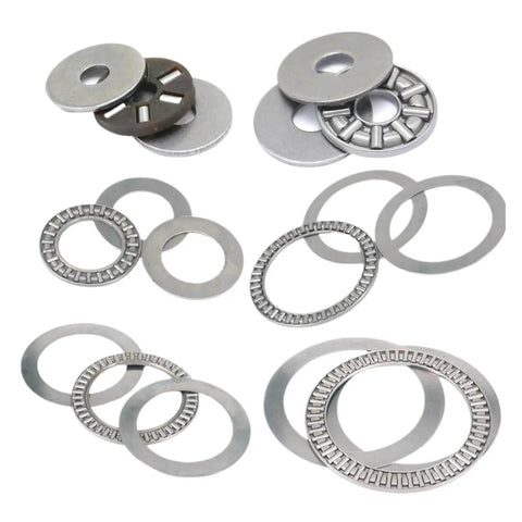 Rock Solid Abec One Precision Thrust Needle Roller Bearing With Two Steel Washers Pre Lubricated For Hydraulic Cylinders And Heavy Duty Machinery Butter Smooth Rotation Zero Friction Industrial Grade Reliability, various steel washers and rollers.
