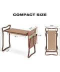 Compact size of 2 In 1 Garden Kneeler And Seat Folding Bench With Tool Pocket And EVA Kneeling Pad Plus Garden Gloves.