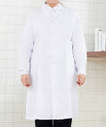 Person wearing Unisex Doctor Lab Coat With Pockets For Women And Men, Long Sleeves, Stain Resistant Breathable Workwear