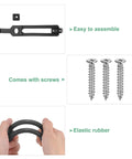 2 Pack T Handle Rubber Draw Latches 7.5 Inch Flexible Hood Latch Kit With Screws shown with assembly components
