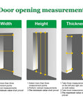 Door opening measurement guide displaying width, height, thickness for Total No Brainer Install Aluminum Access Panel.