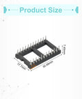 Close-up of a socket from 20 Piece DIP IC Socket Adapter Kit With 24 Pin Round DIP Sockets showing dimensions
