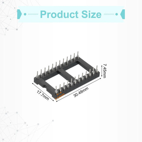 Close-up of a socket from 20 Piece DIP IC Socket Adapter Kit With 24 Pin Round DIP Sockets showing dimensions
