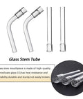 4 Pack Borosilicate Glass Tube Stem Set For Drying And Lab Experiments 110mm Straight And Curved Heat Resistant on white background