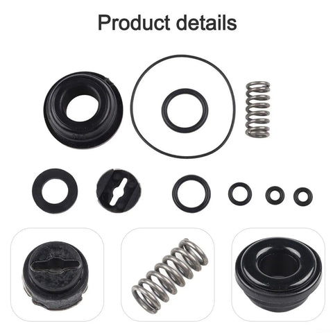 Heavy Duty Pneumatic Nailer Seal Kit For F30 T50 T64 P625 Air Stapler Repair showing rubber seals and steel fittings.