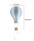 Handmade Hanging Hot Air Balloon Nursery Decor In Baby Blue For Kids Room Large 12 Inch Textile Ornament with oak basket