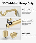 Heavy Duty Curtain Rod For Windows 66 To 120 Inch Adjustable 1 Inch Gold Rod With Decorative Metal Finials Sag Proof Design details