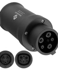 Heavy Duty NACS to J1772 EV Charger Adapter, black, close-up view, for fast charging, compatible with J1772 Electric Cars and Tesla.