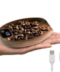 Espresso And Pour Over Coffee Scale With 0.1g Precision, Walnut Wood Rechargeable Kitchen Scale with LED Display and USB-C cable