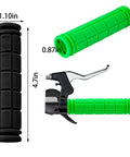 Black and green grips shown with size details for Six Pieces Premium Non Slip Bike Handlebar Grips Set For Bikes Scooters BMX Mountain