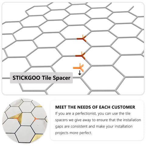 Peel And Stick Kitchen Backsplash Tiles Self Adhesive Hexagon Mosaic In White Marble With Gold Metal Accents Easy DIY Installation