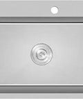 Top view of 24x18 Inch Drop-In Kitchen Sink With Single Bowl, Top Mount Bar Sink, 9-Inch Deep T304 Stainless Steel, Handmade With Strainer