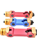 Universal Adjustable Works Stop Positioner For Cnc Mill And Lathe Machining Precision Locator Tool With M14 Threads in red, blue, and yellow.
