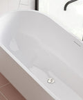 Six Size Rubber Sink Stoppers With Pull Ring Universal Fit Drain Plugs Fits Kitchen Bath Laundry Tub in modern white bathtub.