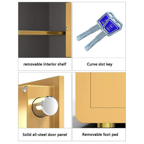 Badass Full Steel Waterproof Security Cabinet Hella Fireproof Anti Theft Deposit Chest showing solid steel door panel and keys.
