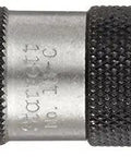 Side view of Workhorse Automatic Center Punch Heavy Duty With Adjustable Stroke Five And One Quarter Inch Length Eleven Sixteenths Inch Diameter Knurled Grip For Metal Wood Plastic Limited Edition