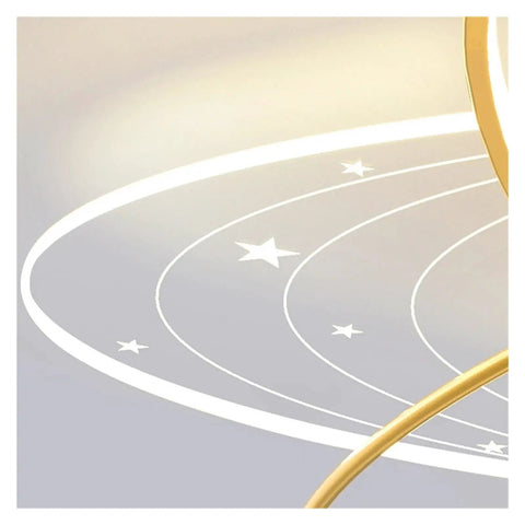 Close-up of the decorative ceiling design with stars from the Modern Luxury Ceiling Fan Lamp High Transmittance Acrylic Ceiling Lamp.