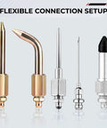 Grease Gun Needle Tip Kit 7 Piece Set Heavy Duty Pro Grade with bent and straight adapters for precision injection, metal and rubber construction