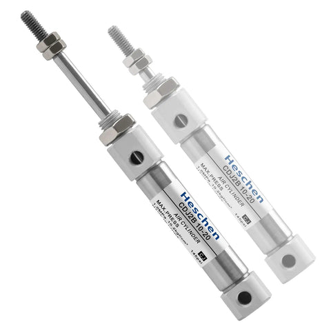 Stainless Steel Slim Air Pneumatic Cylinder CDJ2B 10-20 with M5 port, 10mm bore, 20mm stroke, double acting actuator for automation.