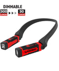 Rechargeable Hands Free Neck Light With 9 Hour Run Time, Four Modes, USB Cord Included, Water Resistant, dimmable 30-300 lumens