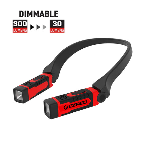 Rechargeable Hands Free Neck Light With 9 Hour Run Time, Four Modes, USB Cord Included, Water Resistant, dimmable 30-300 lumens