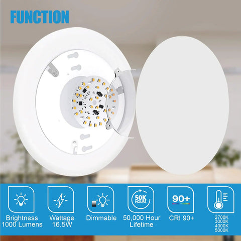 6-Inch Dimmable LED Flush Mount Disc Lights With 1000 Lumens Dope Brightness, 5000K Daylight, disassembled view