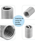 50 Pcs M6 X 1.0 X 3D Stainless Steel Helicoil Thread Inserts Set showing detailed coiled wire helical screw thread inserts SS304.