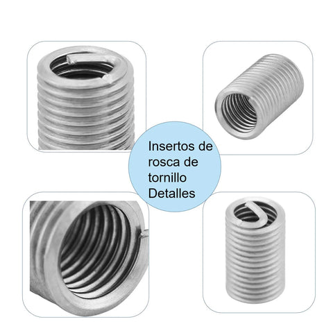 50 Pcs M6 X 1.0 X 3D Stainless Steel Helicoil Thread Inserts Set showing detailed coiled wire helical screw thread inserts SS304.