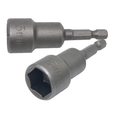 15mm Hex Shank Magnetic Nut Driver Set For Drills Heavy Duty Socket Bits With Strong Magnet Chrome Vanadium Steel
