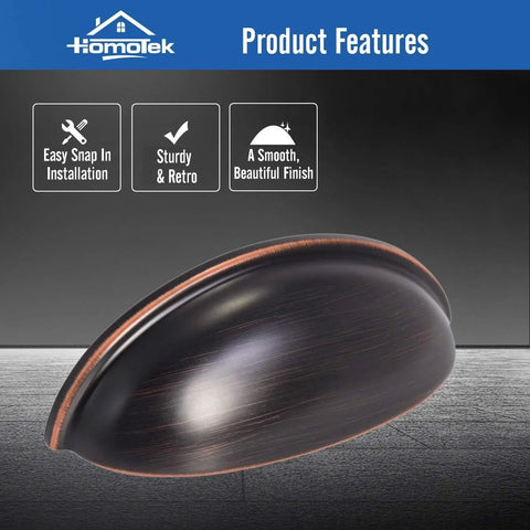 Close-up of Six Pack Drawer Cup Pulls For Cabinets And Dressers In Oil Rubbed Bronze 3 Inch Hole Centers Durable Zinc Alloy