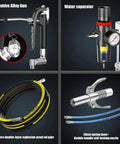 Heavy Duty Pneumatic Grease Pump Straight Up High Pressure Air Grease Injector with alloy gun and water separator components.
