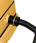 4 Inch To 2-1/4 Inch Dust Collector Reducer Adapter For Shop Vac Hoses With ABS End Rubber Boot And Steel Hose Clamp Vacuum Tool Port Fitting For Dust Collection Systems, shown connected to a dust port.