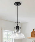 Killer Matte Black Pendant Light With Handcrafted Seeded Glass Shade For Kitchen Island Dining Table Bringing Serious Farmhouse Vibe To Your Daily Setup Today, hanging design.